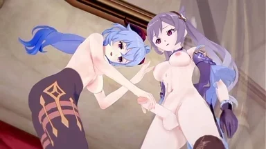 Genshin Impact: Ganyu bị futanari Keqing xuất tinh bên trong